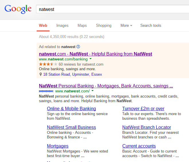 NatWest PPC Text Advert