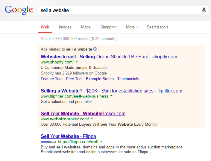 Website Broker PPC Text Advert