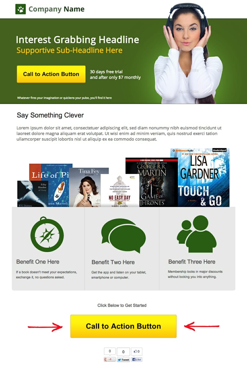 Click Through Landing Page Example