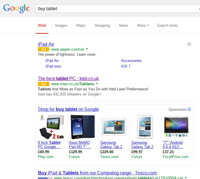 Intel PPC Text Advert