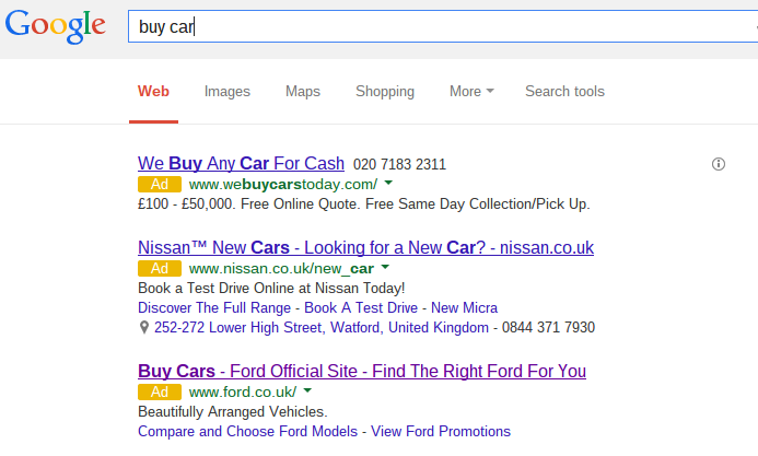 Nissan PPC Text Advert