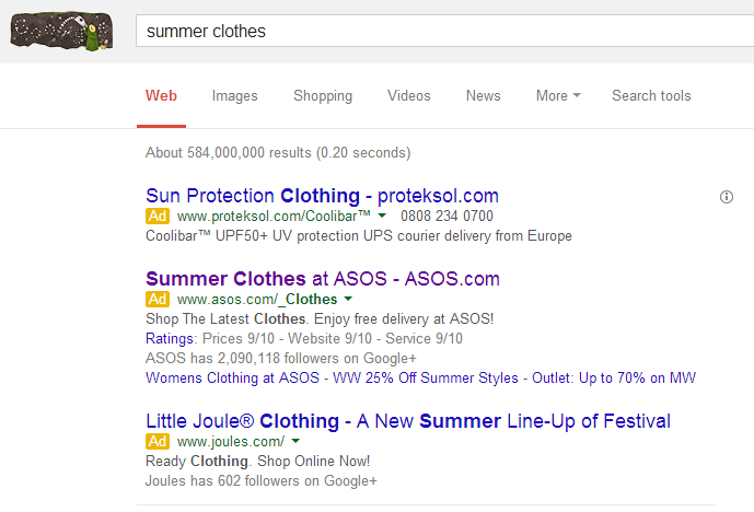 ASOS PPC Search Text Advert