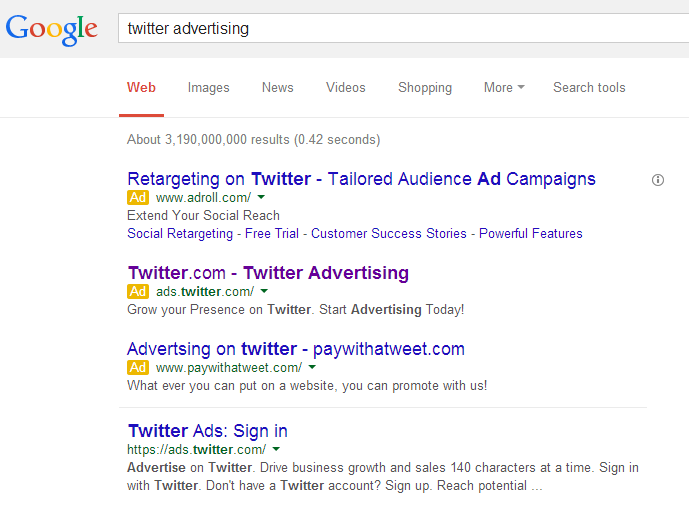 Twitter PPC Text Advert