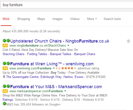 Wren Living PPC Search Advert