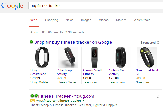 Fitbug PPC Search Advert