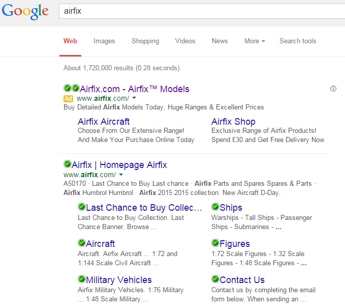 Airfix PPC Search Advert