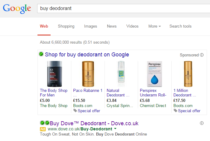 Dove PPC Search Advert