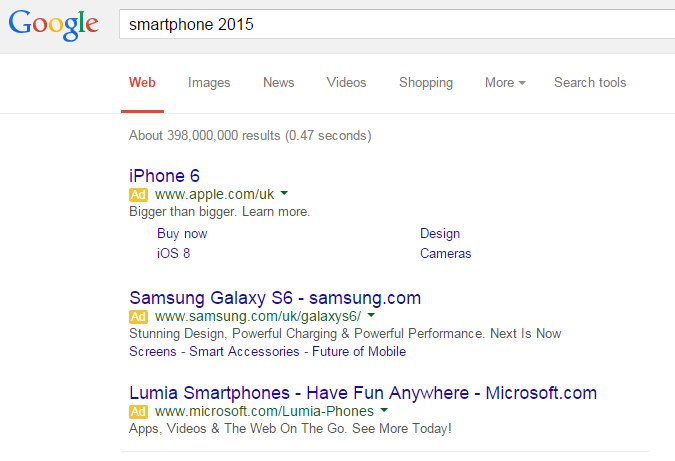 Smartphones of 2015 - Analysing PPC Search Adverts