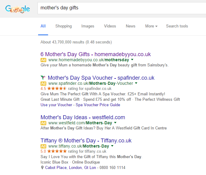 Home Made By You PPC Search Advert