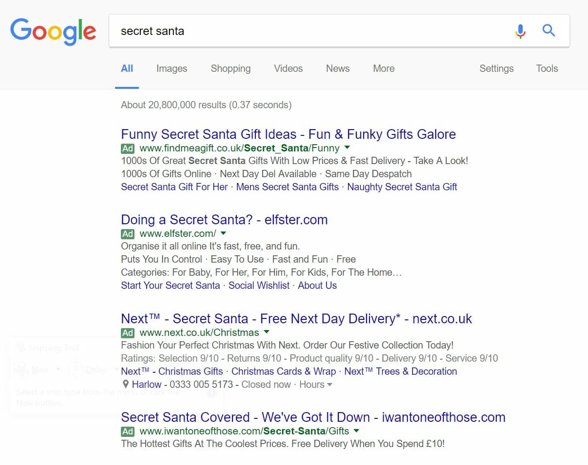 Elfster PPC Search Advert