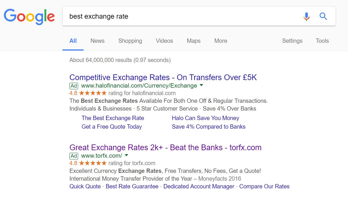 torfx PPC Search Advert