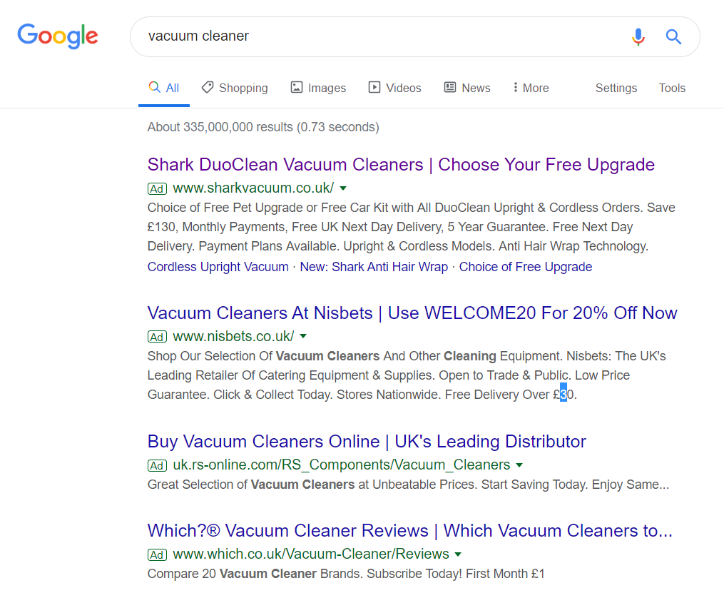 Shark-Vacuum-PPC-search-advert.png